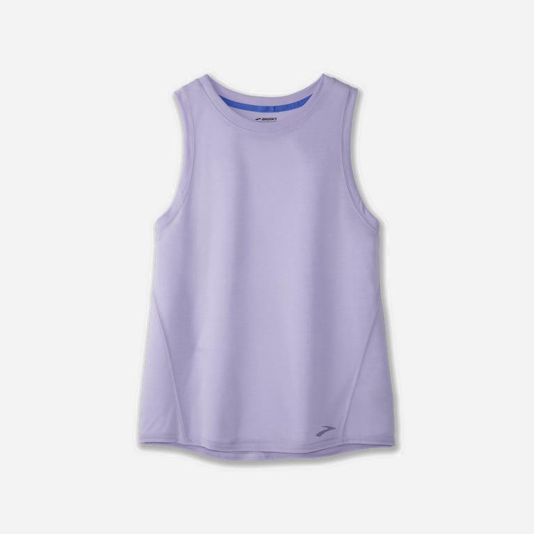 Brooks Distance NZ - Women's Running Tank Top - Heather Violet Dash/Black (30824-UHGZ)